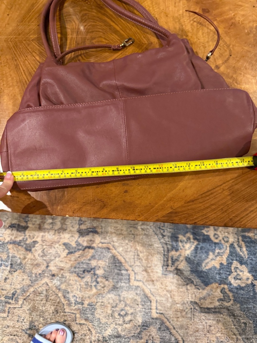 HOBO Burgundy Leather Double-Handle Shoulder Bag - Picture 12 of 13